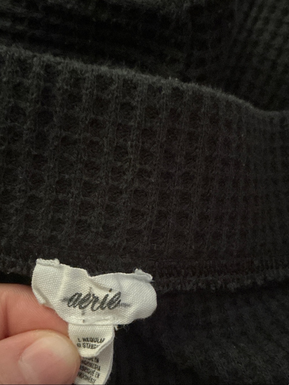Aerie Waffle Knit Black Flare Sweatpants Size Large - Picture 3 of 6